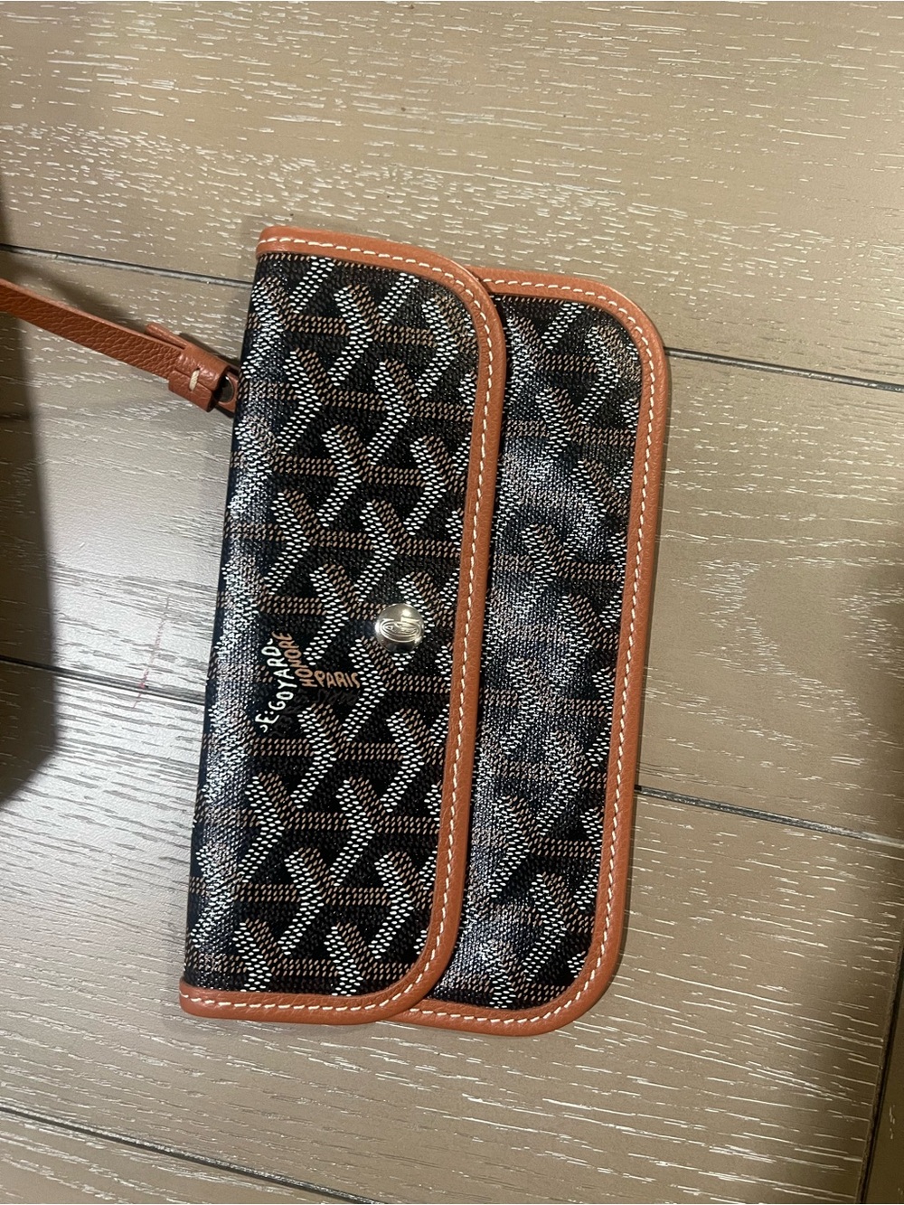 Goyard Black and Brown PM Tote with Leather Trim and Matching Pouch - Picture 6 of 13